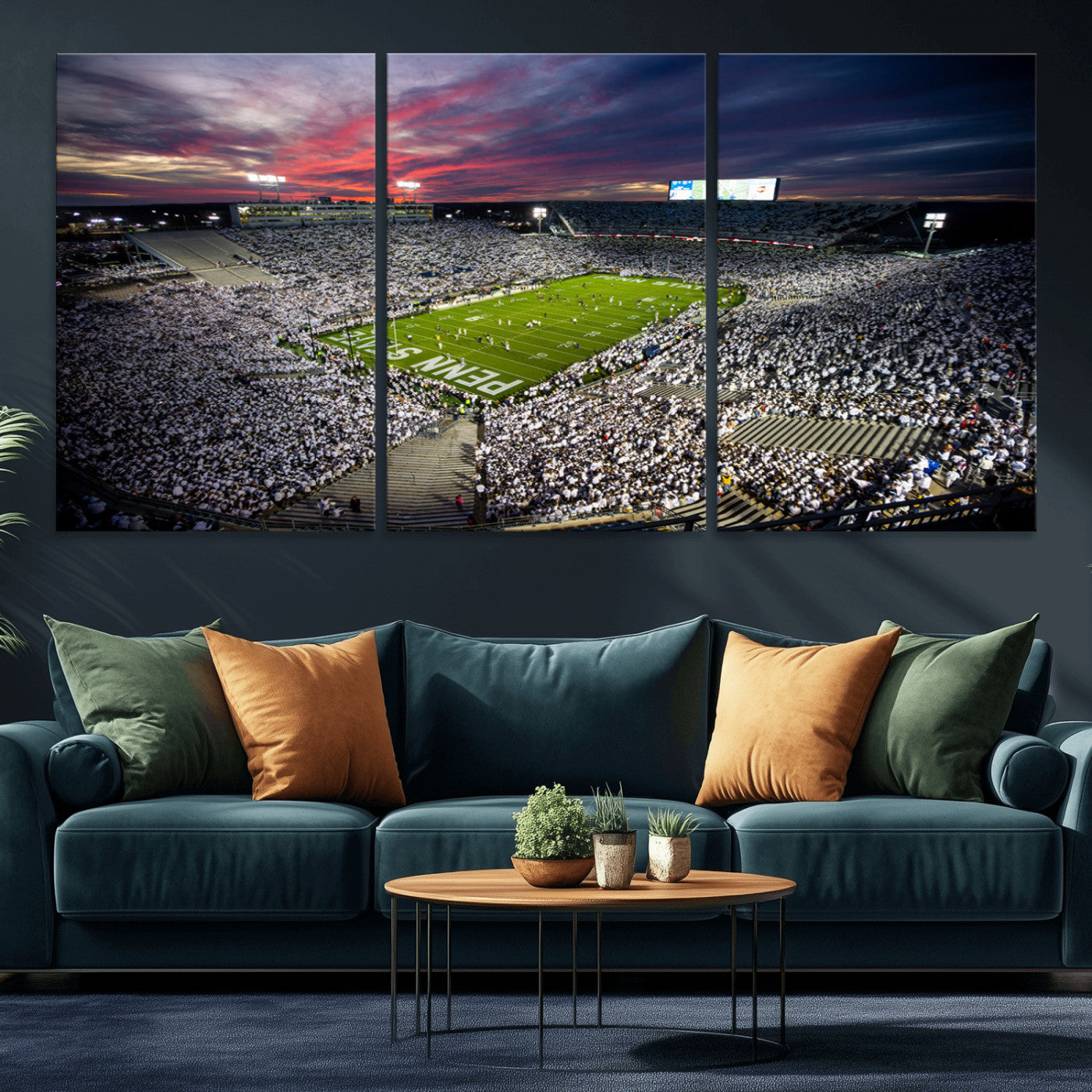 MGV-CV-60X30-3P - Penn State Nittany Lions Football Team Print - University Park Beaver Stadium Art Canvas Print