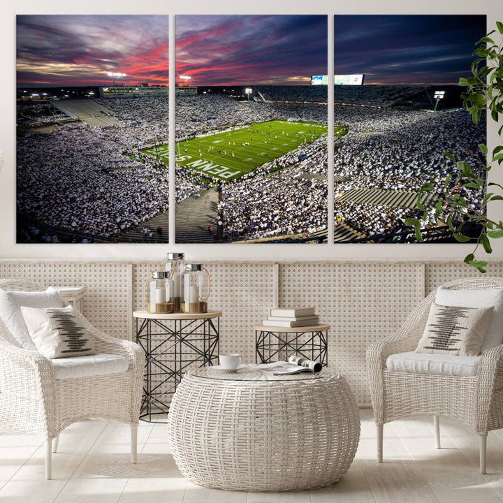 Penn State Nittany Lions Football Team Print - University Park Beaver Stadium Wall Art Canvas Print