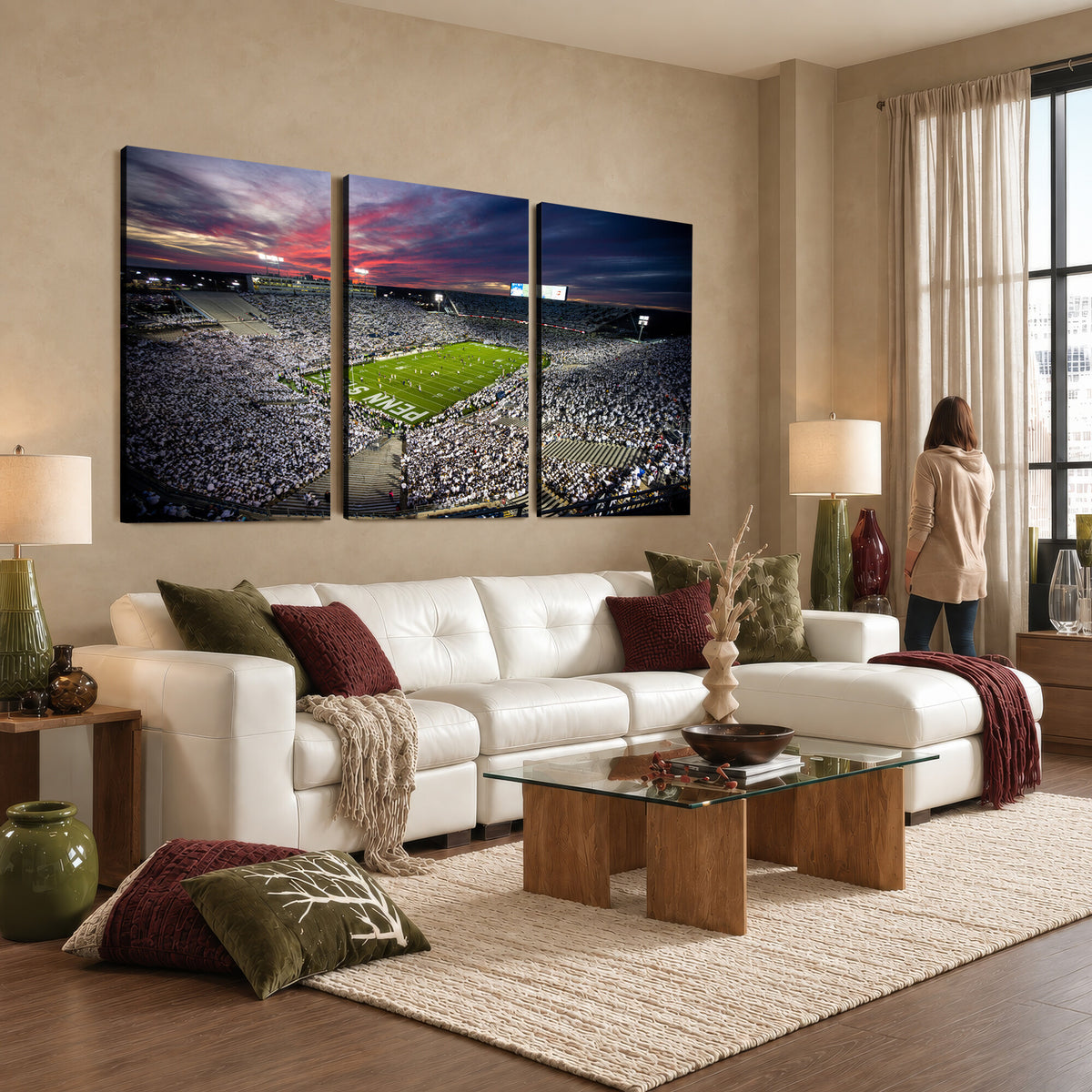 37304-MGV-CV-36X24 - Penn State Nittany Lions Football Team Print - University Park Beaver Stadium Art Canvas Print