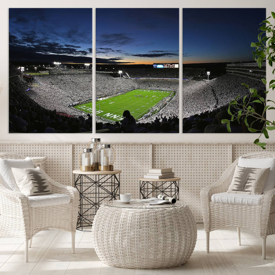 Penn State Nittany Lions Football Team Print - University Park Beaver Stadium Wall Art Canvas Print