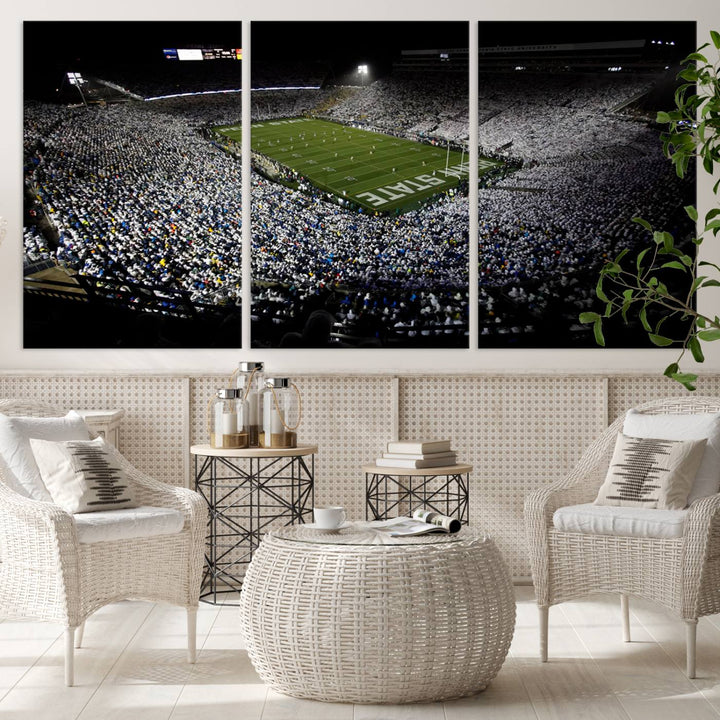 Penn State Nittany Lions Football Team Print - University Park Beaver Stadium Wall Art Canvas Print