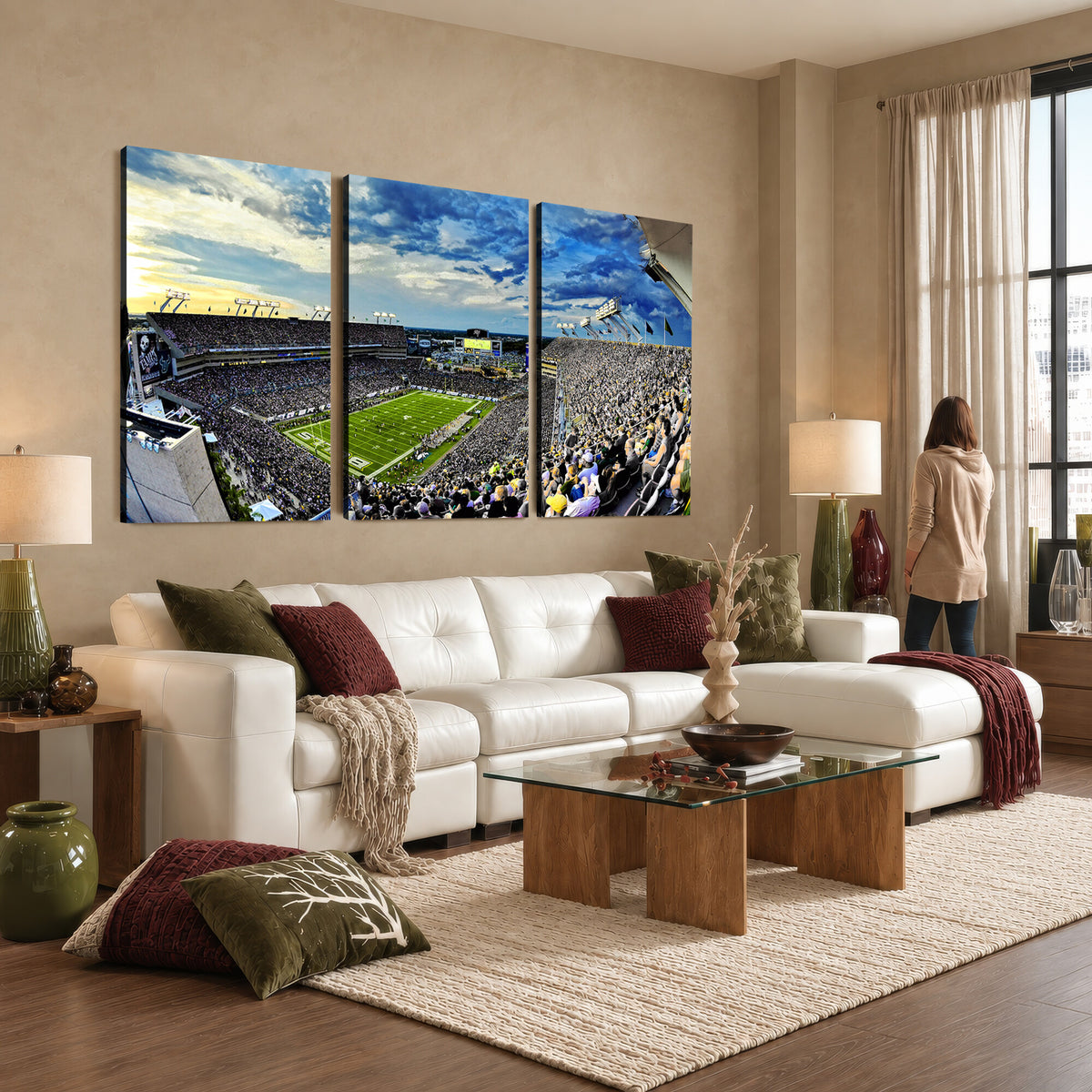 23788-MGV-CV-36X24 - Framed USF Bulls Football Team Print - Tampa Raymond James Stadium Wall Art Canvas Print