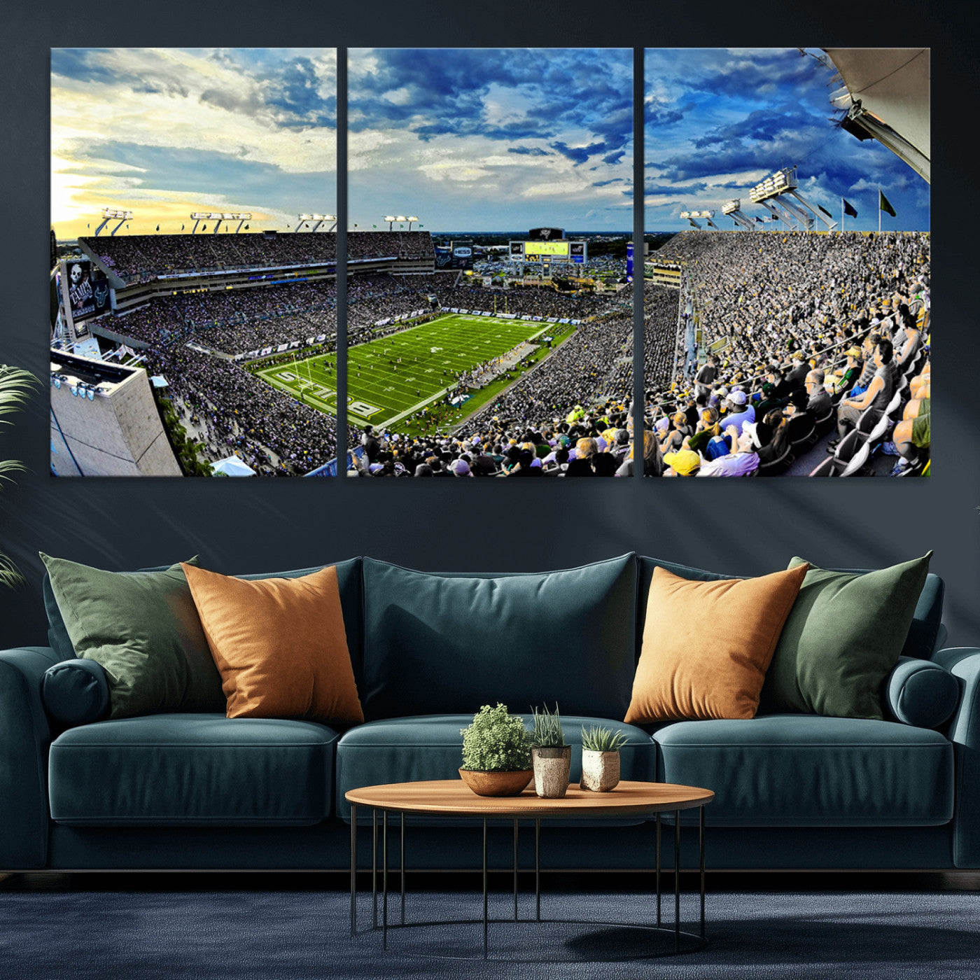 MGV-CV-60X30-3P - Framed USF Bulls Football Team Print - Tampa Raymond James Stadium Wall Art Canvas Print