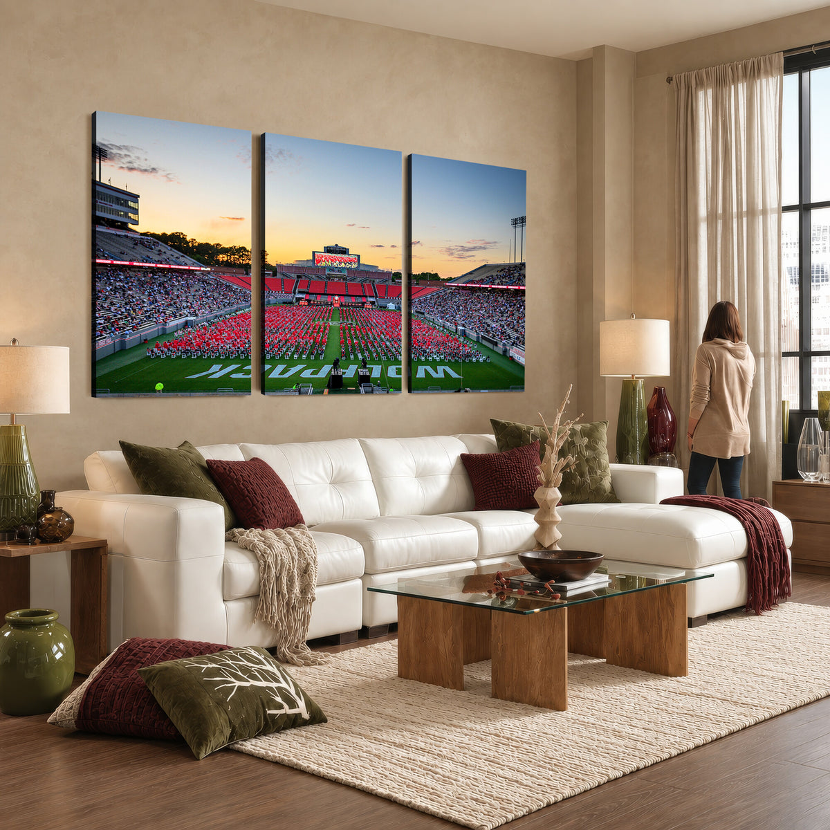 35266-MGV-CV-36X24 - NC State Wolfpack Football Team Print Wall Art - Raleigh Carter-Finley Stadium Wall Art Canvas Print