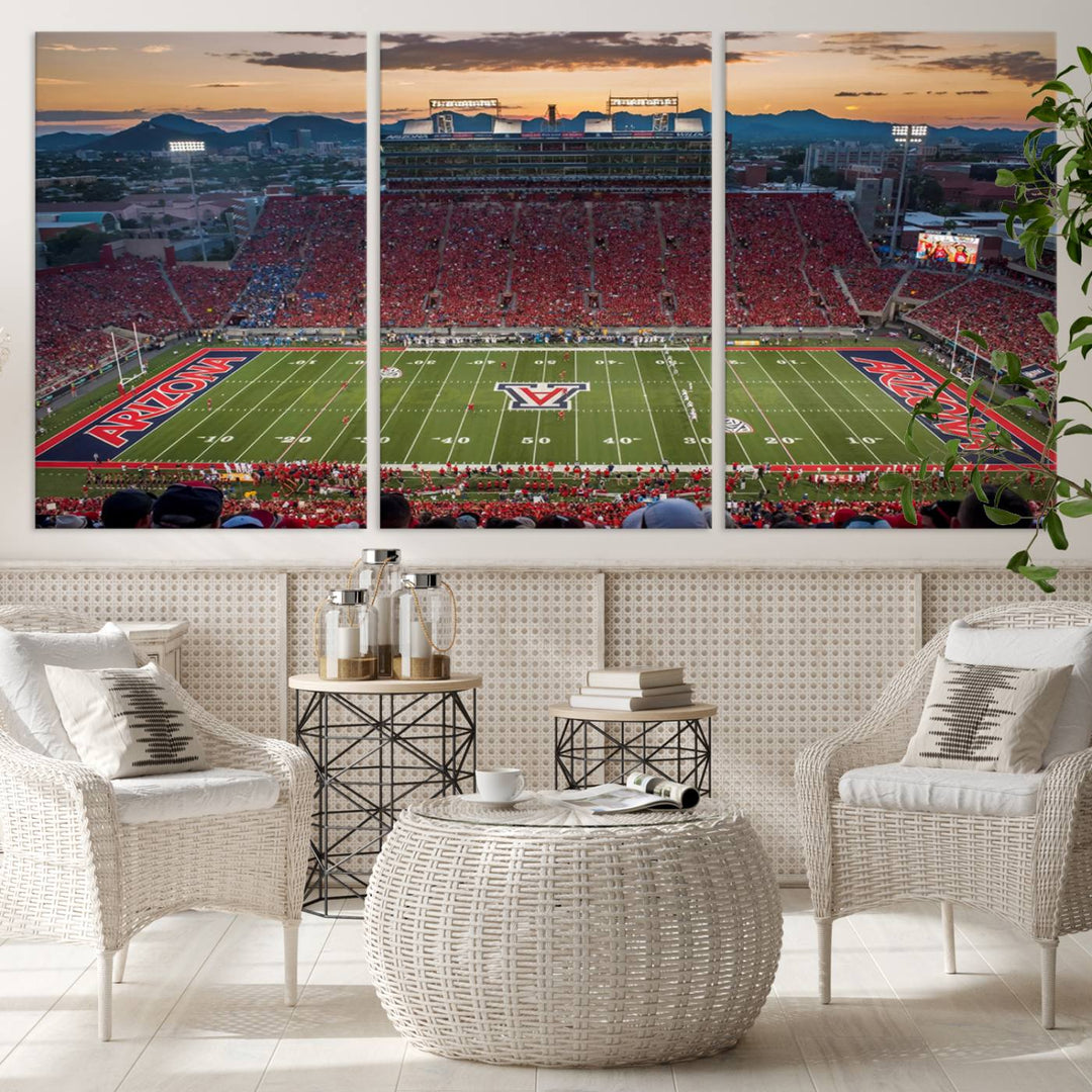 Arizona Wildcats Football Team Print - Tucson Arizona Stadium Wall Art Canvas Print