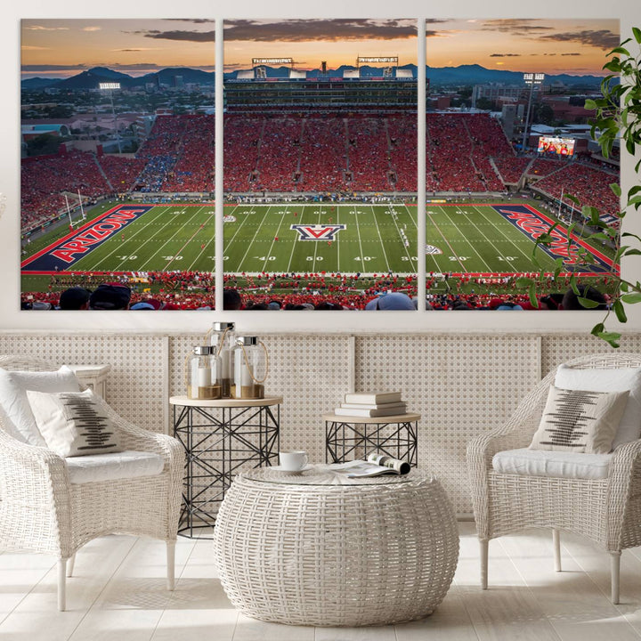 Arizona Wildcats Football Team Print - Tucson Arizona Stadium Wall Art Canvas Print