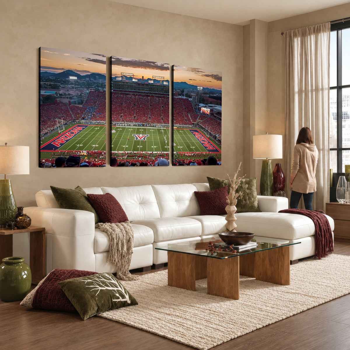 99722-MGV-CV-36X24 - Framed Arizona Wildcats Football Team Print - Tucson Arizona Stadium Wall Art Canvas Print
