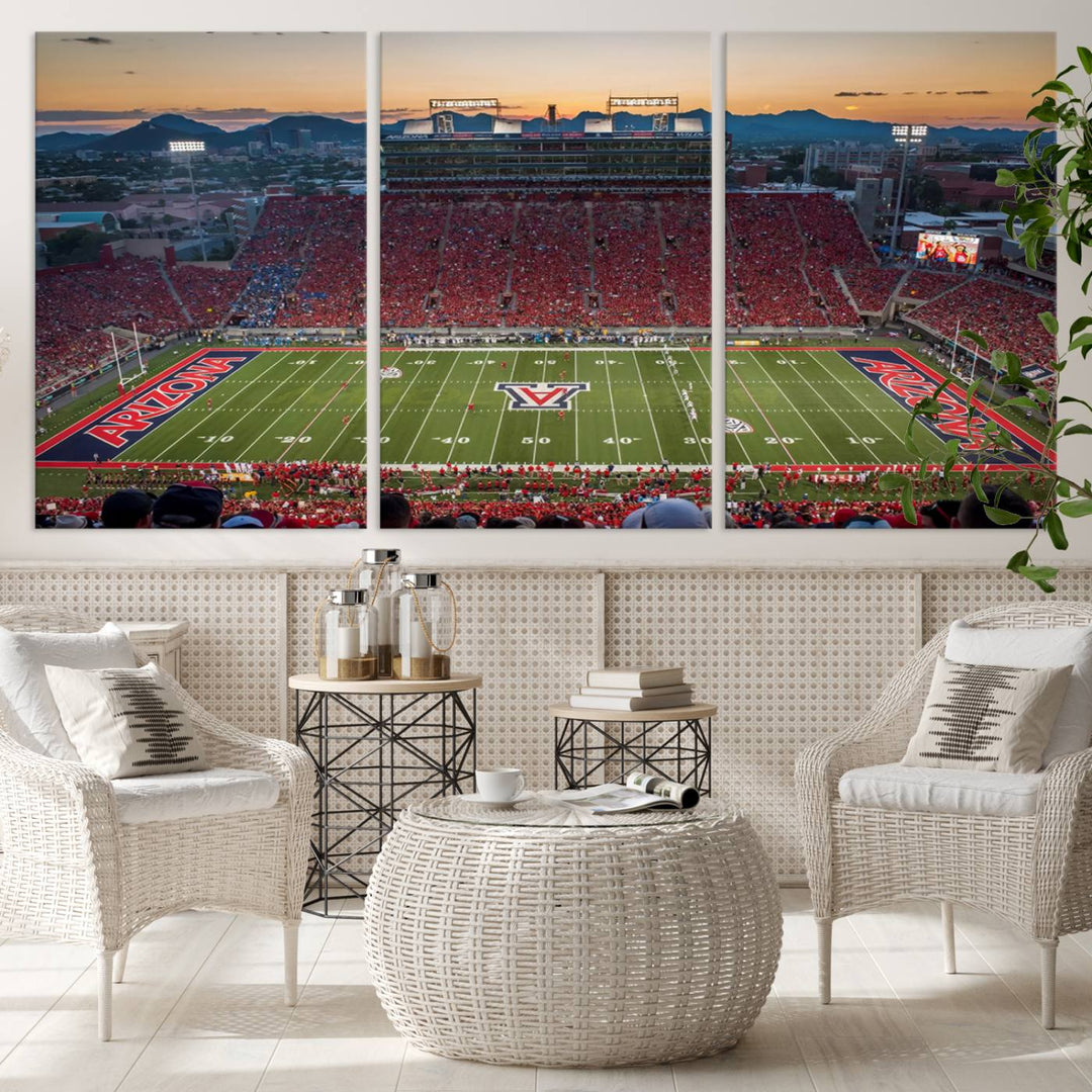 Arizona Wildcats Football Team Print - Tucson Arizona Stadium Wall Art Canvas Print