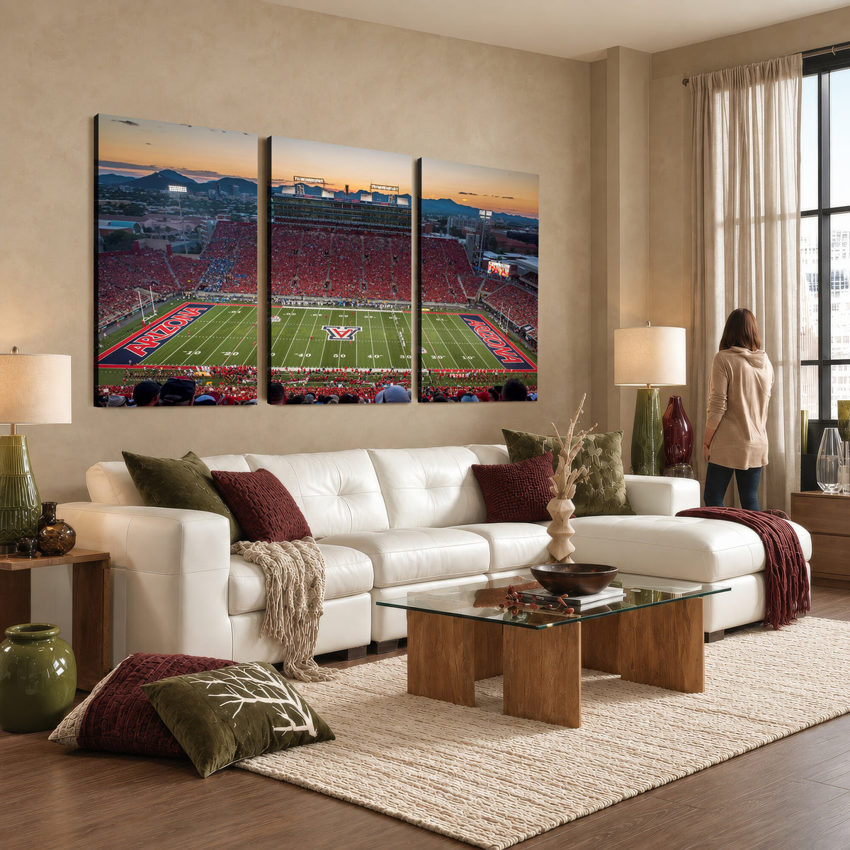 45563-MGV-CV-36X24 - Arizona Wildcats Football Team Print - Tucson Arizona Stadium Wall Art Canvas Print