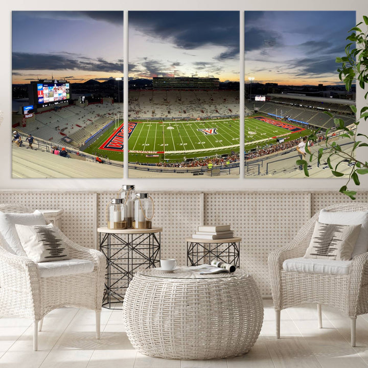 Arizona Wildcats Football Team Print - Tucson Arizona Stadium Wall Art Canvas Print