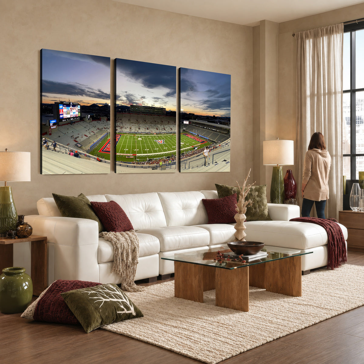 24339-MGV-CV-36X24 - Arizona Wildcats Football Team Print - Tucson Arizona Stadium Wall Art Canvas Print