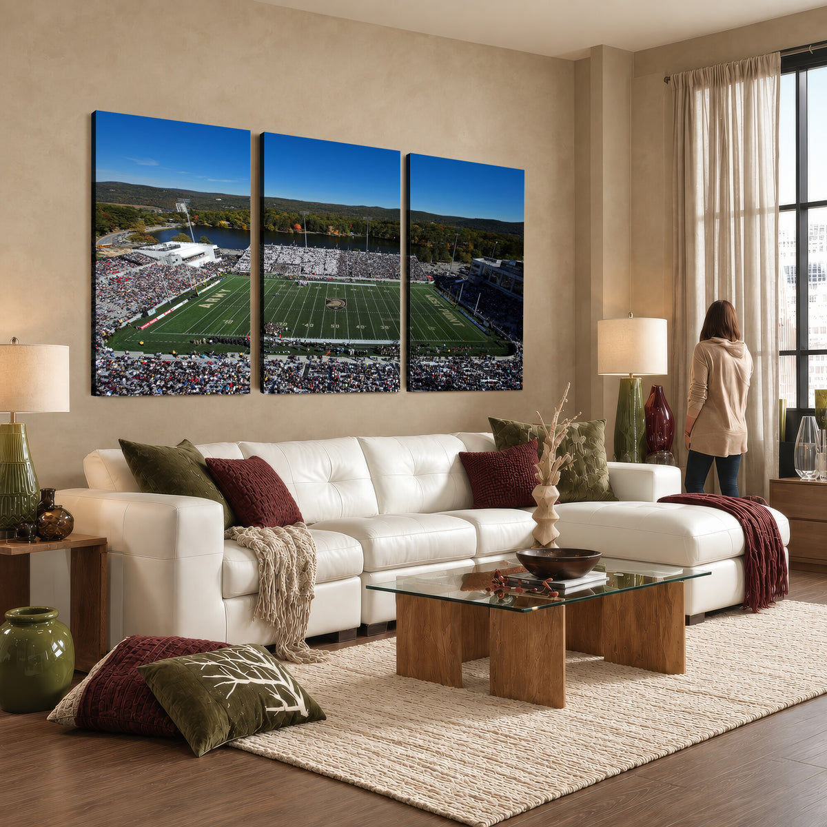 52056-MGV-CV-36X24 - Army Black Knights Football Team Print - West Point Michie Stadium Wall Art Canvas Print
