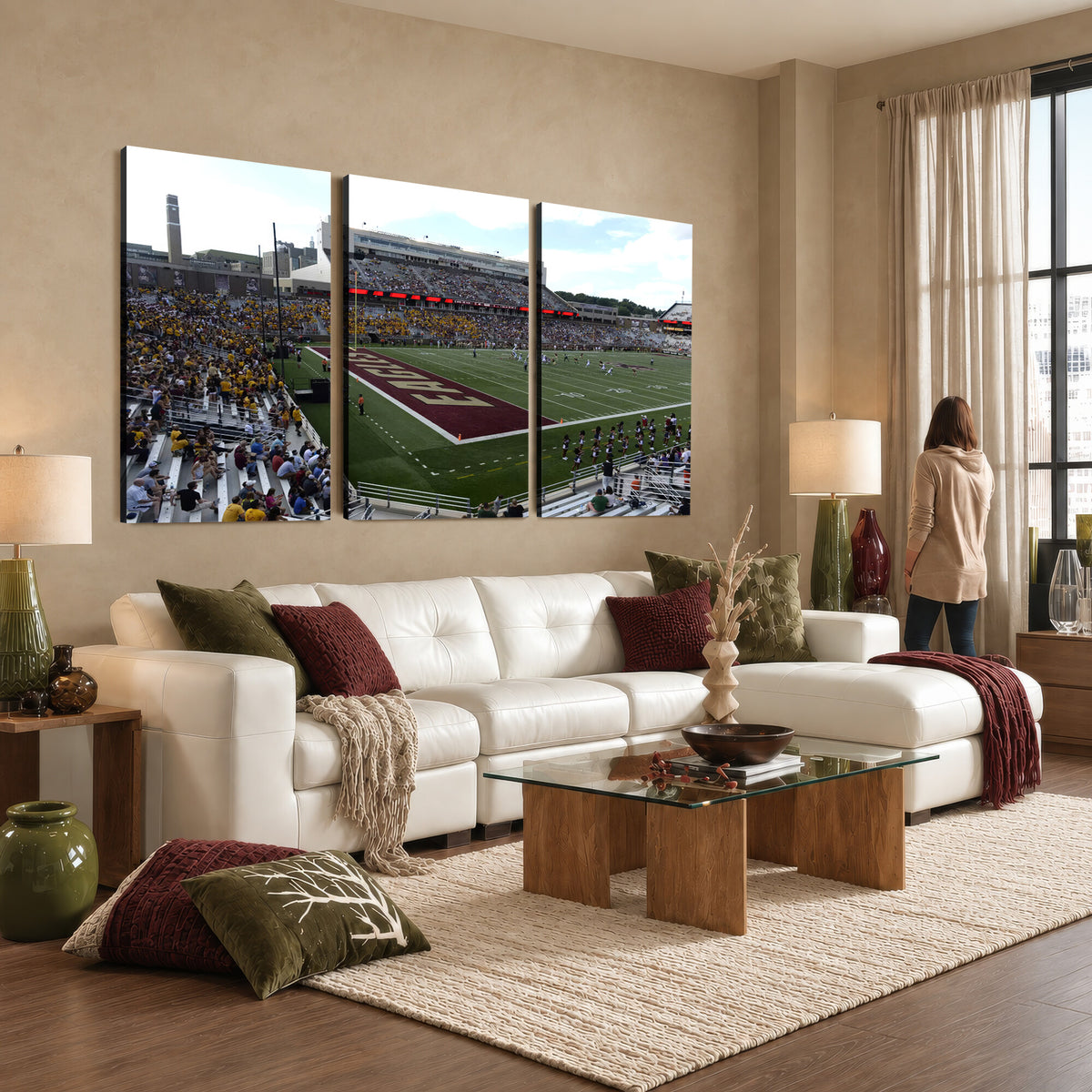 61503-MGV-CV-36X24 - Boston College Eagles Football Team Print - Boston Alumni Stadium Wall Art Canvas Print