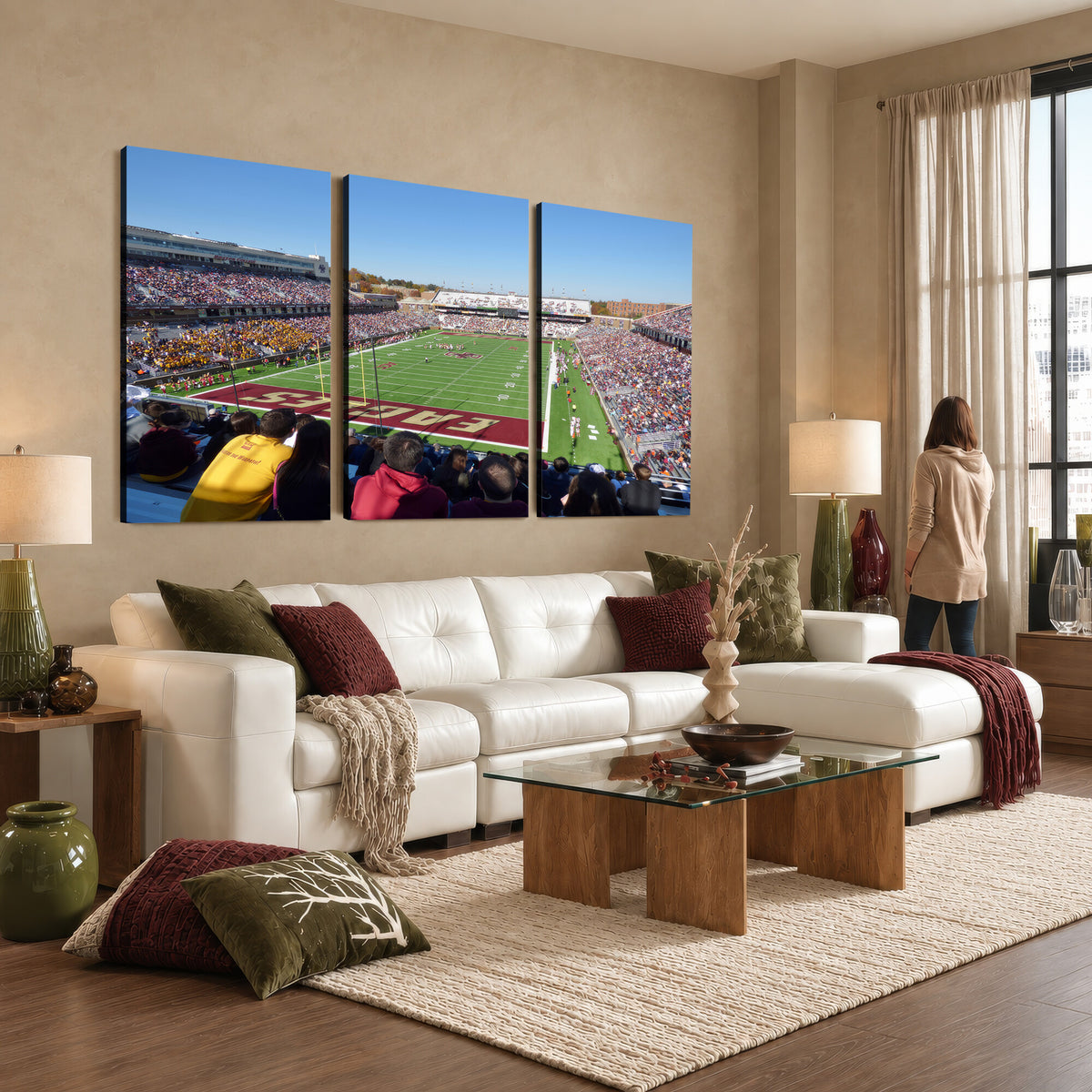 78117-MGV-CV-36X24 - Boston College Eagles Football Team Print - Boston Alumni Stadium Wall Art Canvas Print
