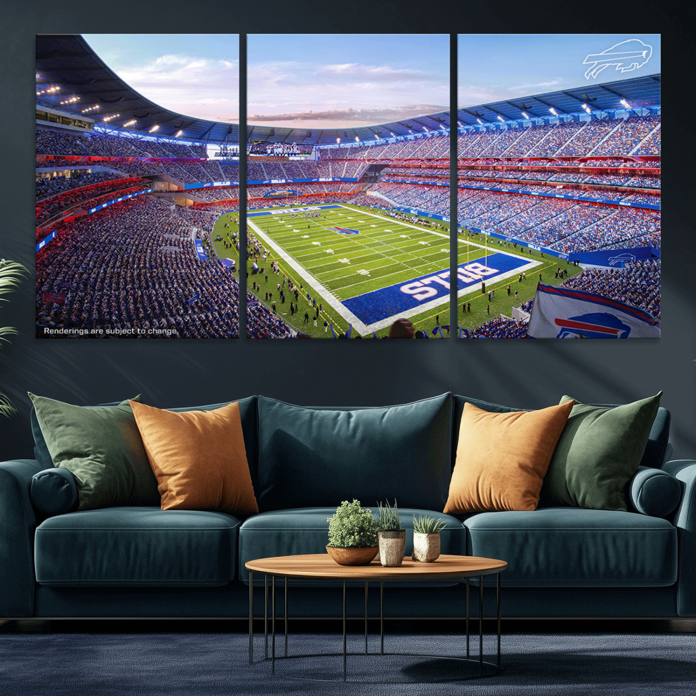 MGV-CV-60X30-3P - Buffalo Bills Football Team Print Canvas - Buffalo Highmark Stadium Wall Art Canvas Print