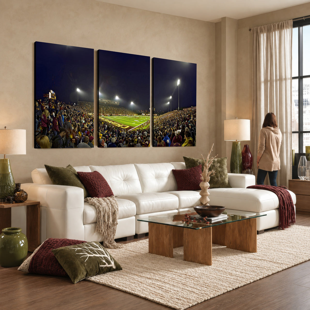 45619-MGV-CV-36X24 - Central Michigan University Chippewas Canvas Wall Art, Football Team Print - Mount Pleasant