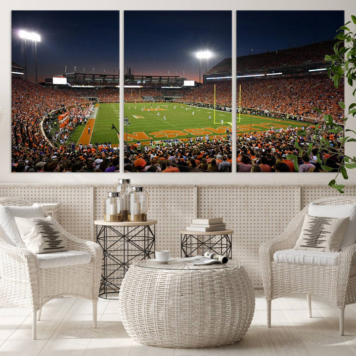 Clemson University Tigers Football Team Print - Clemson Memorial Stadium Wall Art Canvas Print