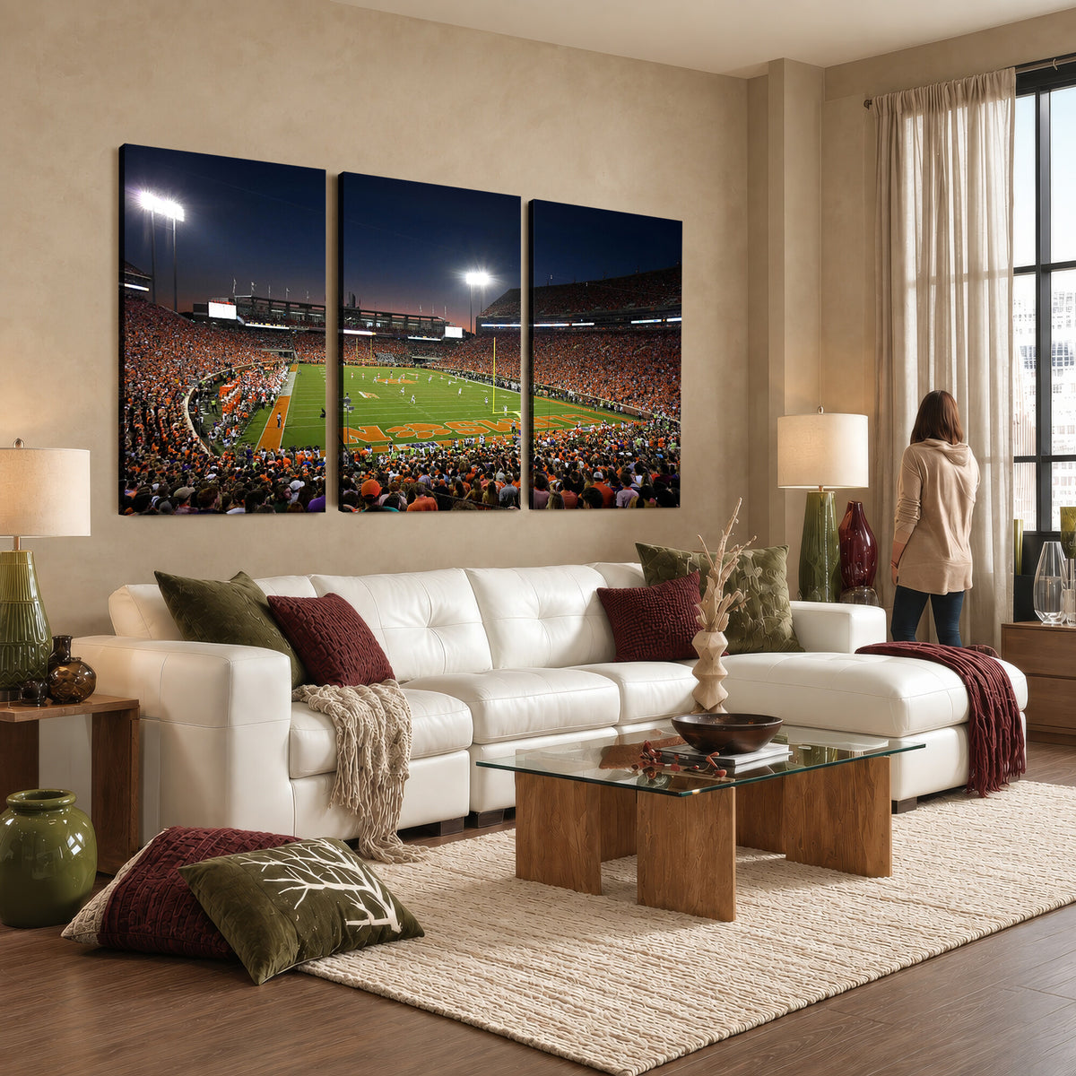 32340-MGV-CV-36X24 - Clemson University Tigers Art Print, Football Team Print