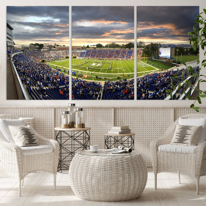 Duke University Blue Devils Football Team Print - Durham Wallace Wade Stadium Wall Art Canvas Print