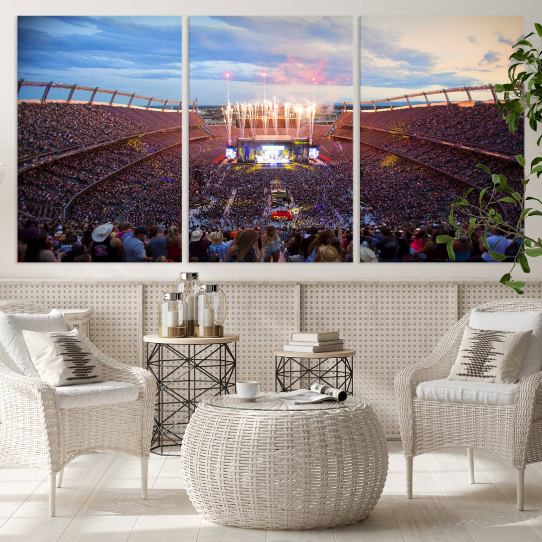 Denver Broncos Football Team Print - Empower Field at Mile High Stadium Wall Art Canvas Print