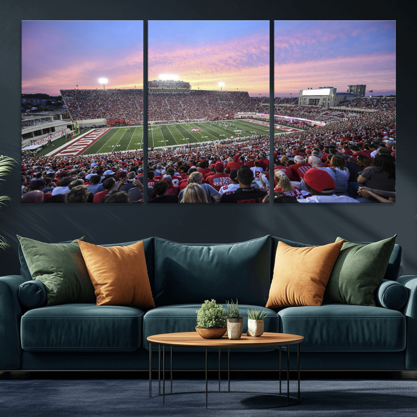 13046-MGV-CV-36X24-Indiana University Hoosiers Football Team Print - Bloomington Memorial Stadium Wall Art Canvas Print