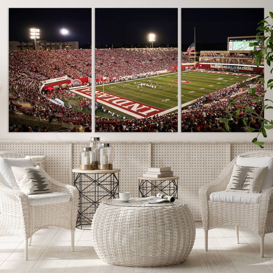 Indiana University Hoosiers Football Team Print - Bloomington Memorial Stadium Wall Art Canvas Print