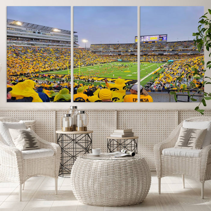 Iowa University Hawkeyes Football Team Print - Iowa City Kinnick Stadium Wall Art Canvas Print