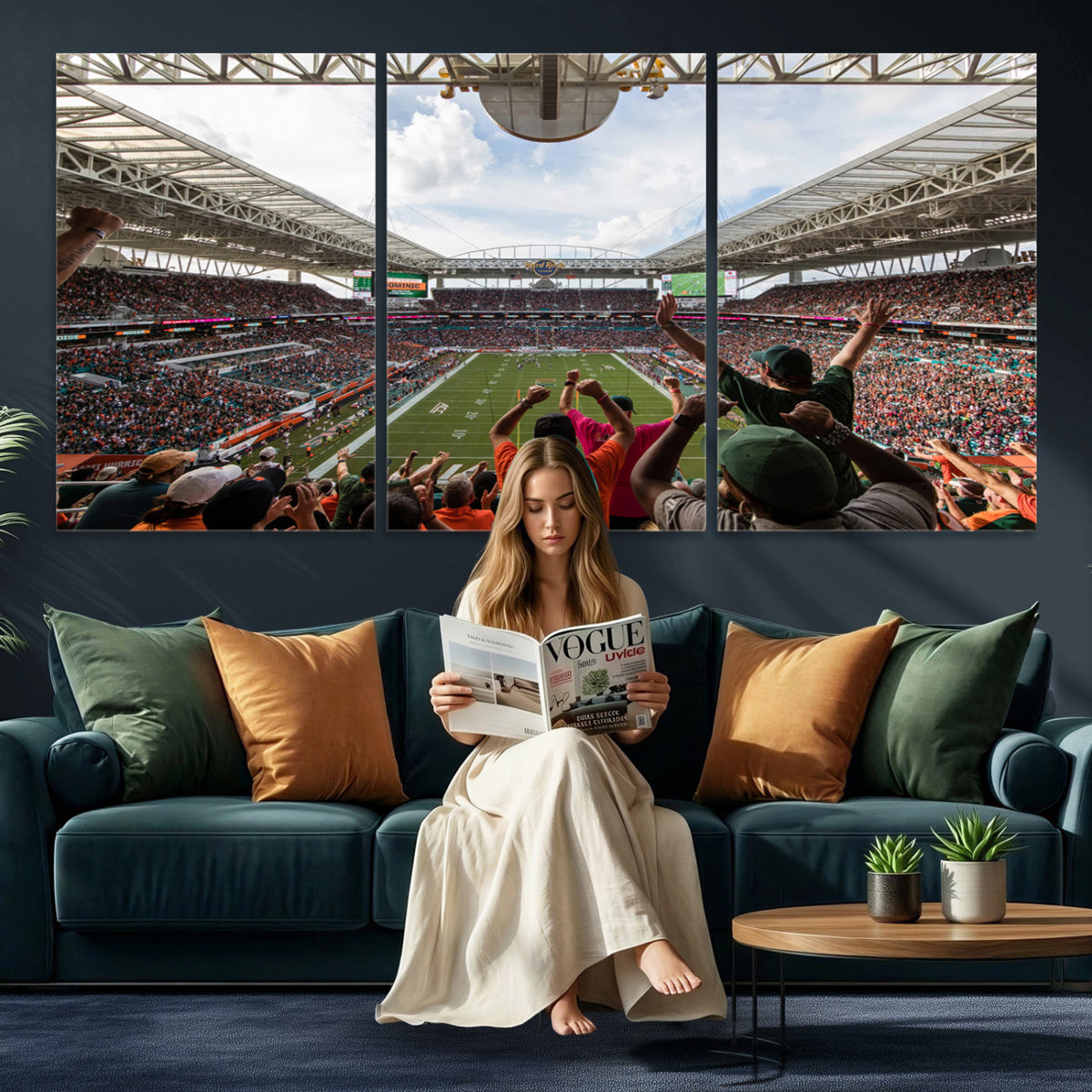 66239-PAN-FL-20X10 - Miami Hurricanes Football Team Wall Art Print - Miami Hard Rock Stadium Wall Art Canvas Print