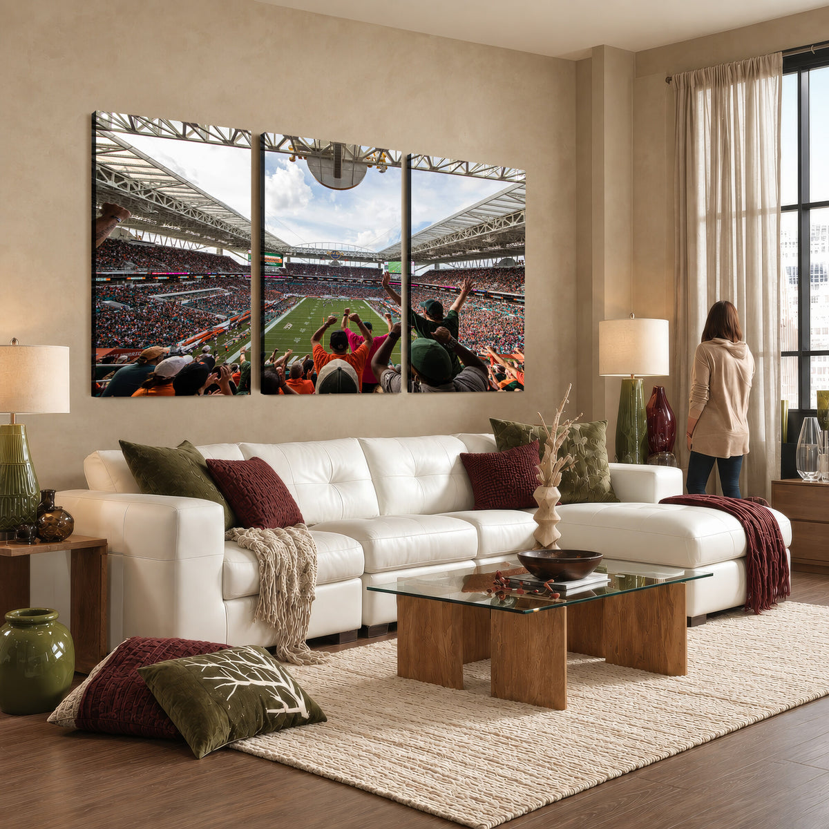 66239-MGV-CV-36X24 - Miami Hurricanes Football Team Wall Art Print - Miami Hard Rock Stadium Wall Art Canvas Print