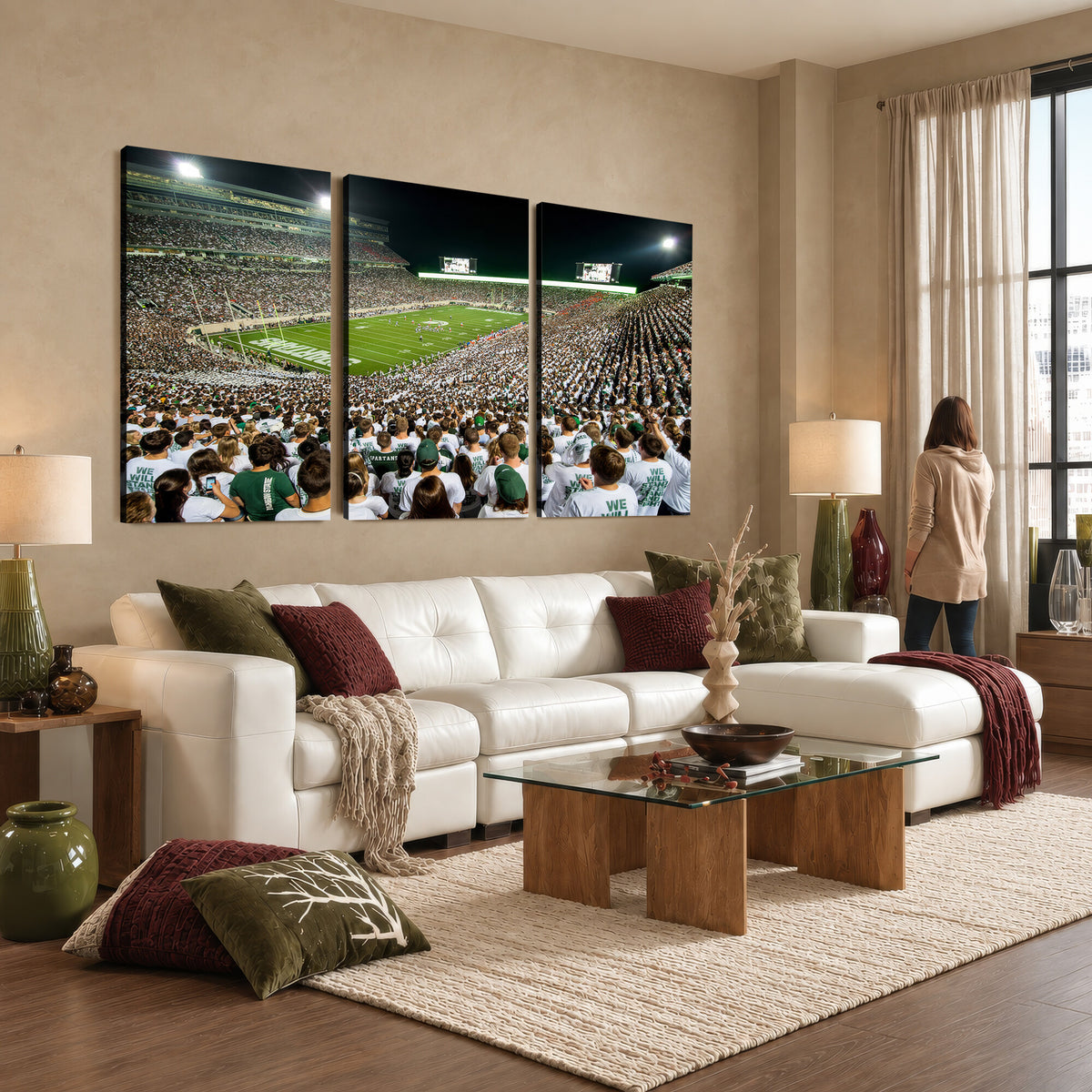 30457-MGV-CV-36X24 - Michigan State Spartans Football Canvas Print, East Lansing
