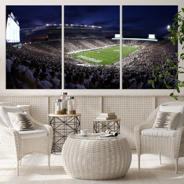 Michigan State Spartans Football Team Print - East Lansing Spartan Stadium Wall Art Canvas Print