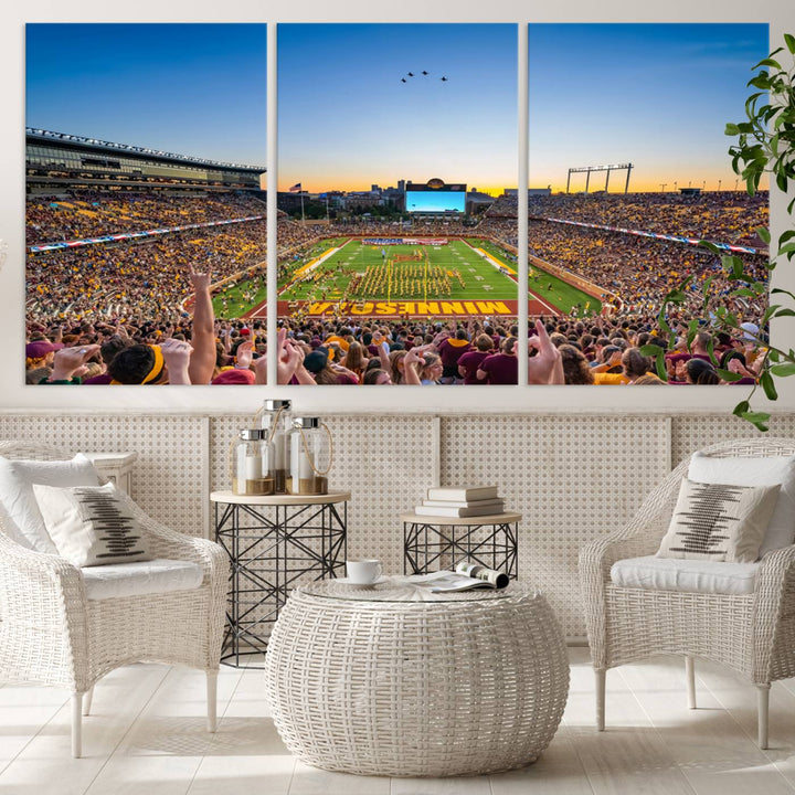 University of Minnesota Golden Gophers Football Team Print - Minneapolis Huntington Bank Stadium Wall Art Canvas Print