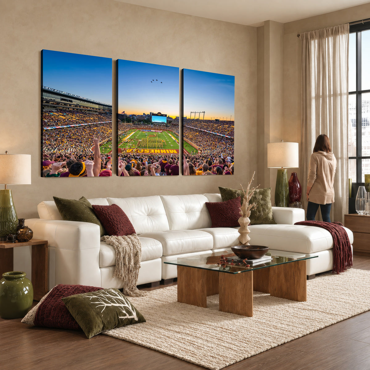 84421-MGV-CV-36X24 - University of Minnesota Golden Gophers Art Print, Football Team Print - Minneapolis Huntington Bank