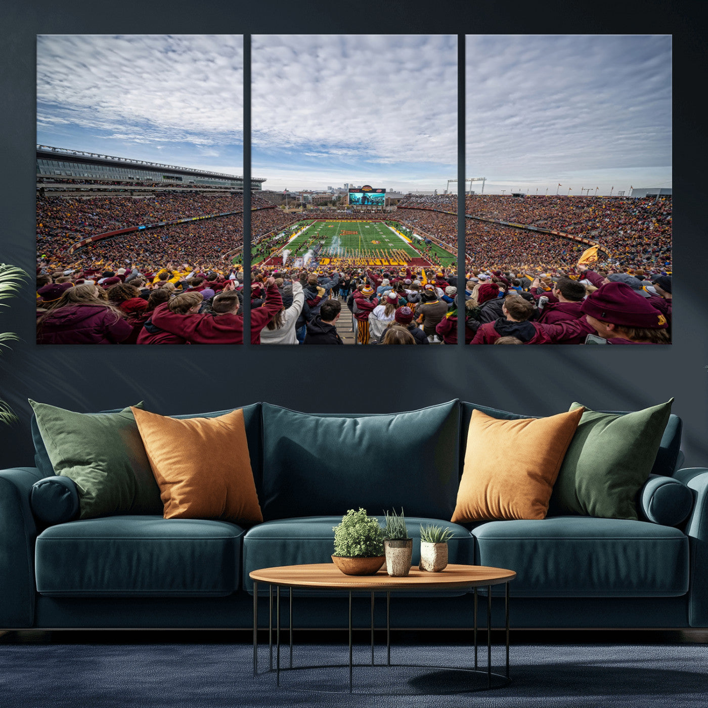 MGV-CV-60X30-3P - University of Minnesota Golden Gophers Football Team Print - Minneapolis Huntington Bank Stadium Art