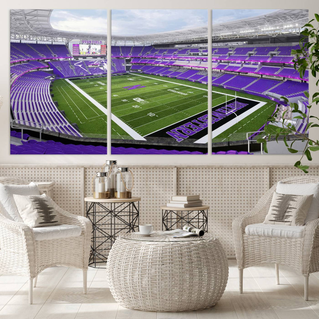 Northwestern University Wildcats Football Team Print - Evanston Ryan Field Wall Art Canvas Print