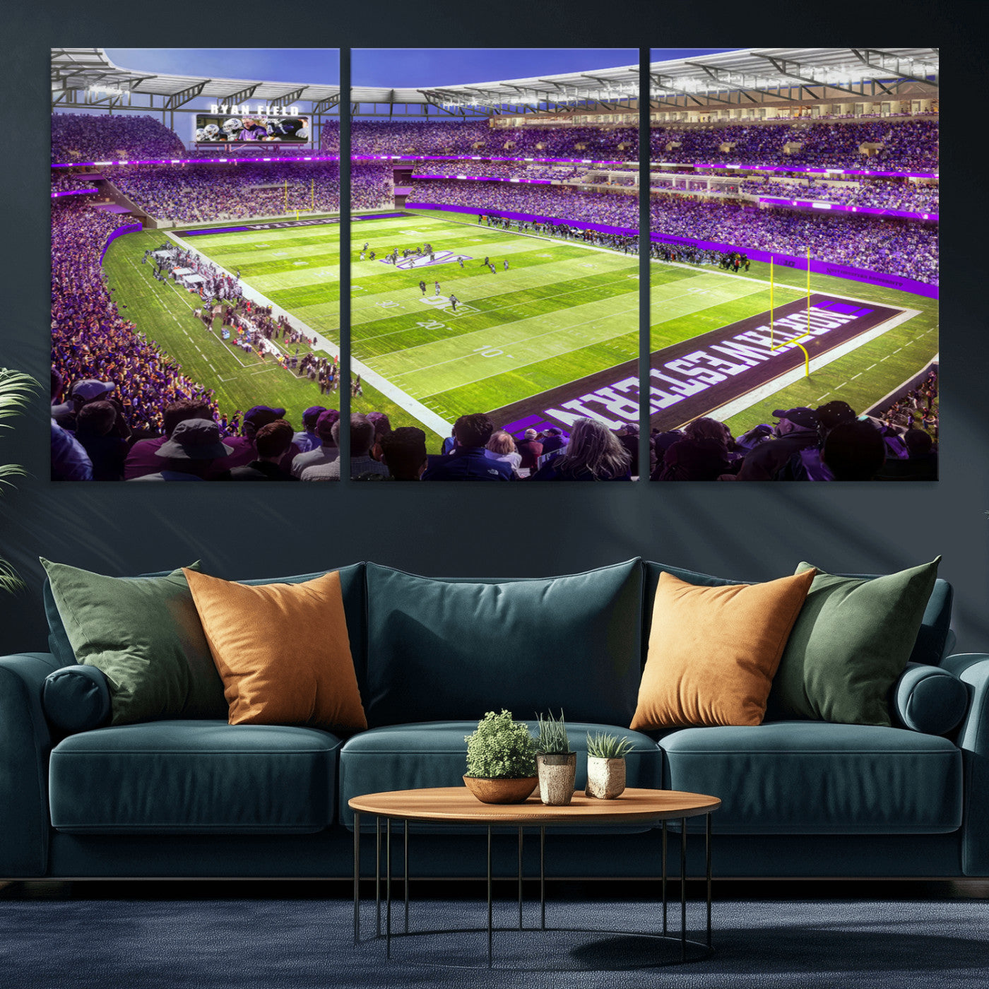 MGV-CV-60X30-3P - Northwestern University Wildcats Football Team Print - Evanston Ryan Field Wall Art Canvas Print