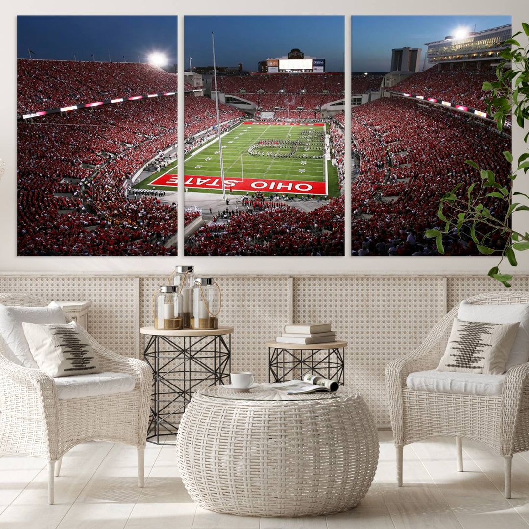 Ohio State University Buckeyes Football Team Print - Columbus Ohio Stadium Wall Art Canvas Print