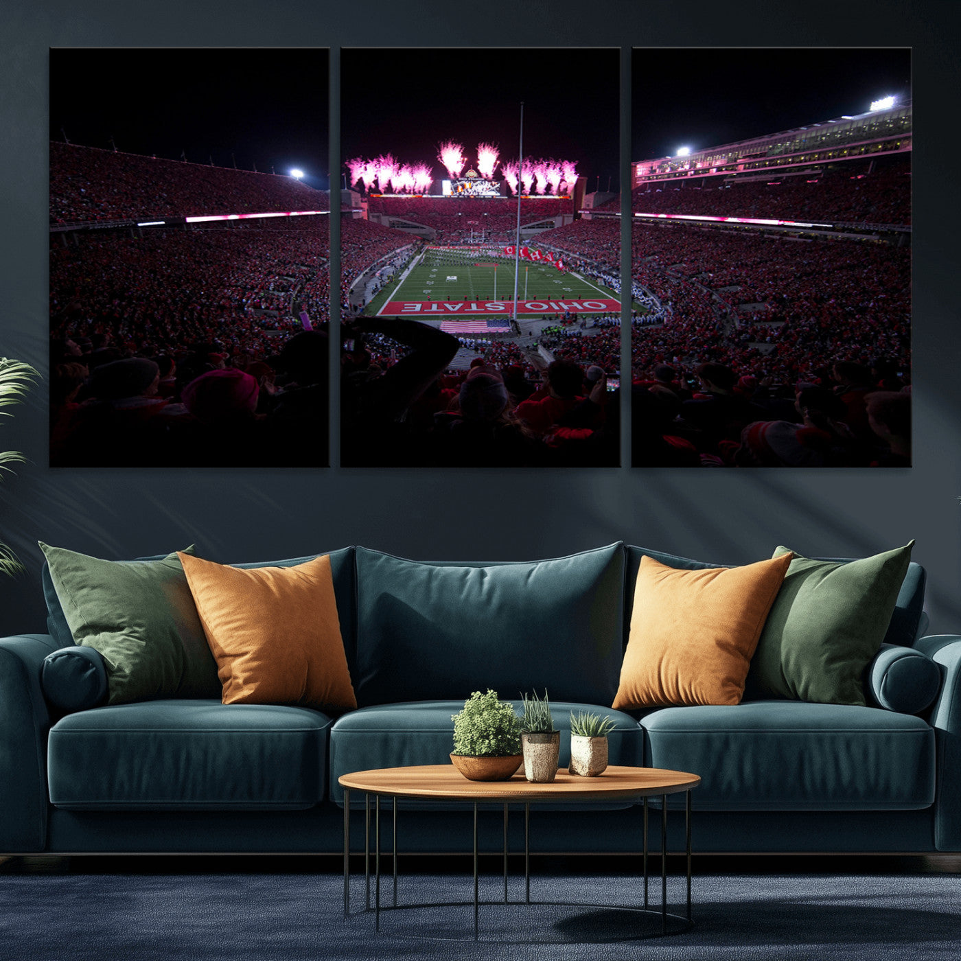 MGV-CV-60X30-3P - Ohio State University Buckeyes Football Team Print - Columbus Ohio Stadium Wall Art Canvas Print