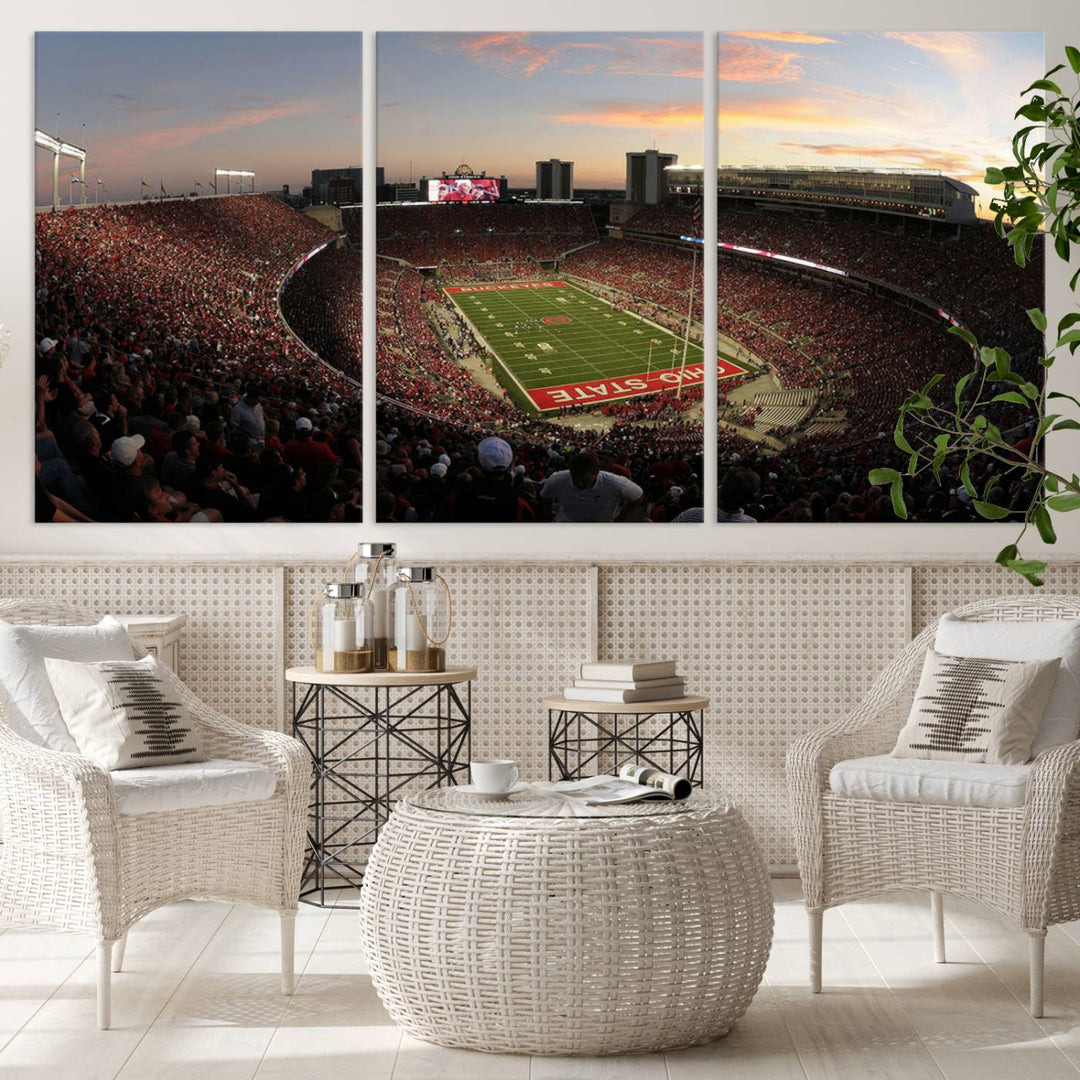 Ohio State University Buckeyes Football Team Print - Columbus Ohio Stadium Wall Art Canvas Print