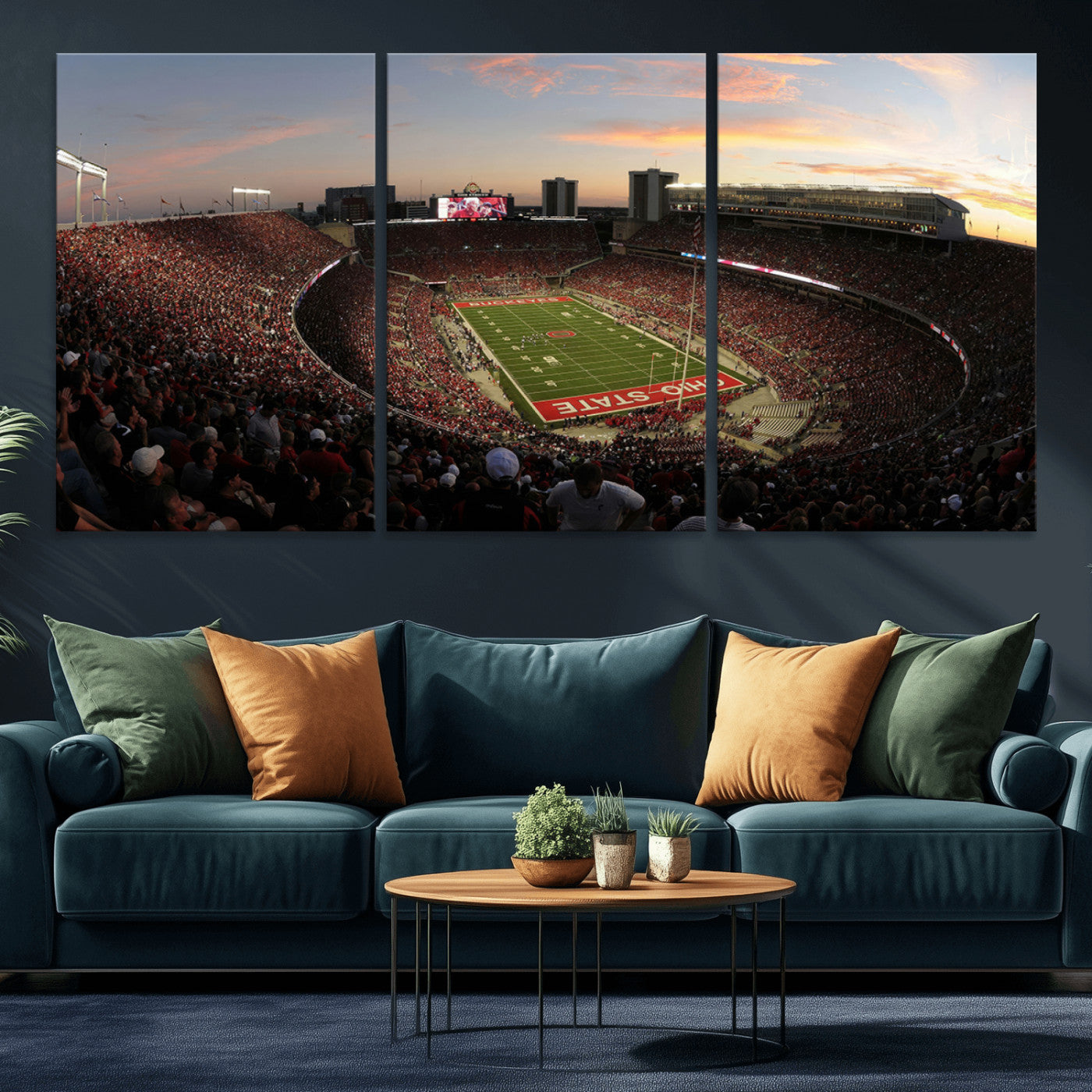 MGV-CV-60X30-3P - Ohio State University Buckeyes Football Team Print - Columbus Ohio Stadium Wall Art Canvas Print