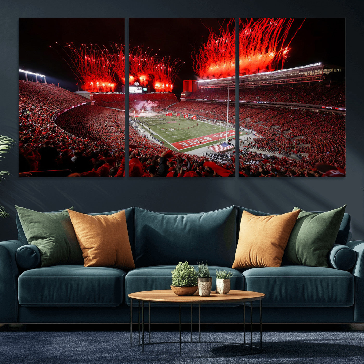 MGV-CV-60X30-3P - Ohio State University Buckeyes Football Team Print - Columbus Ohio Stadium Wall Art Canvas Print