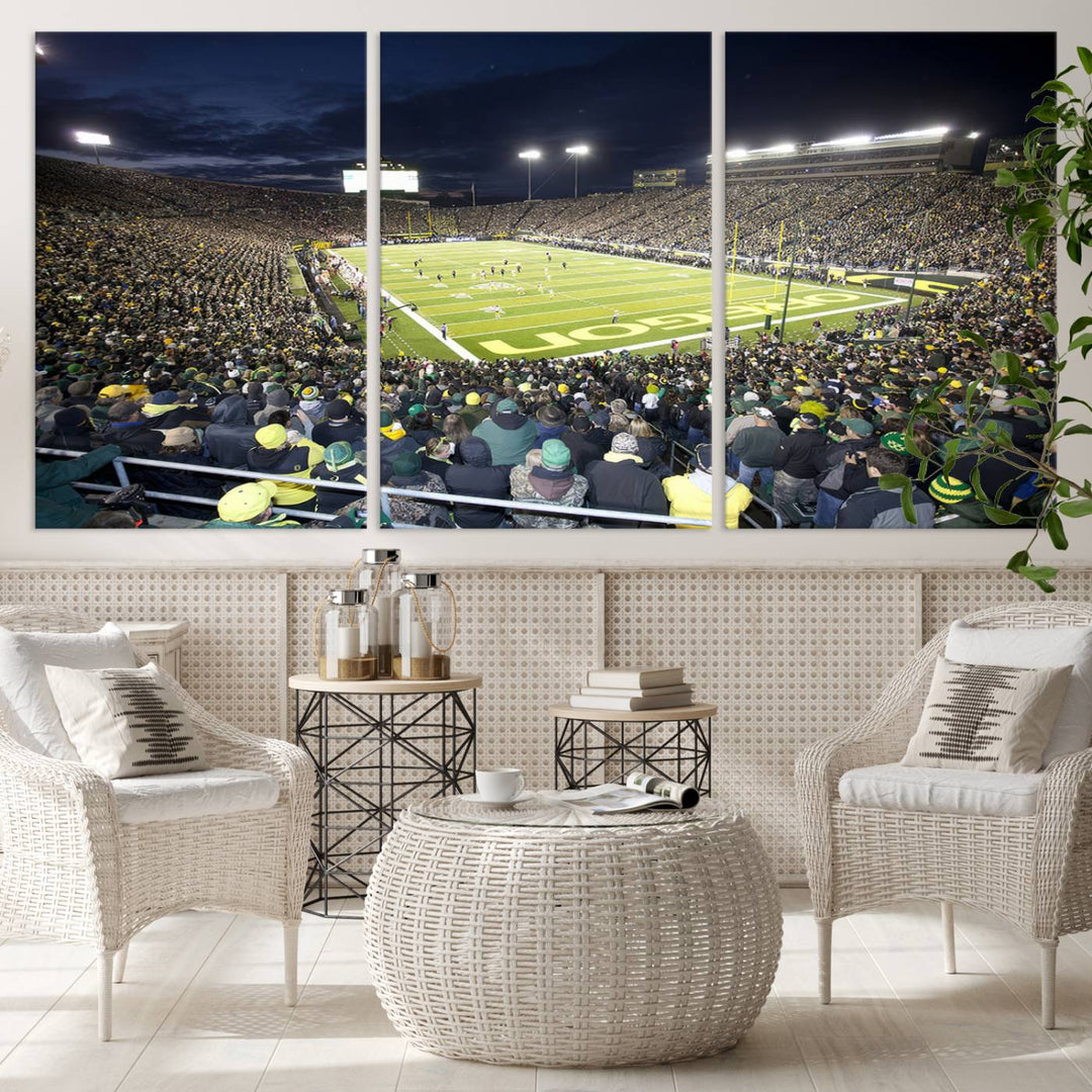 University of Oregon Ducks Football Team Print - Eugene Autzen Stadium Wall Art Canvas Print