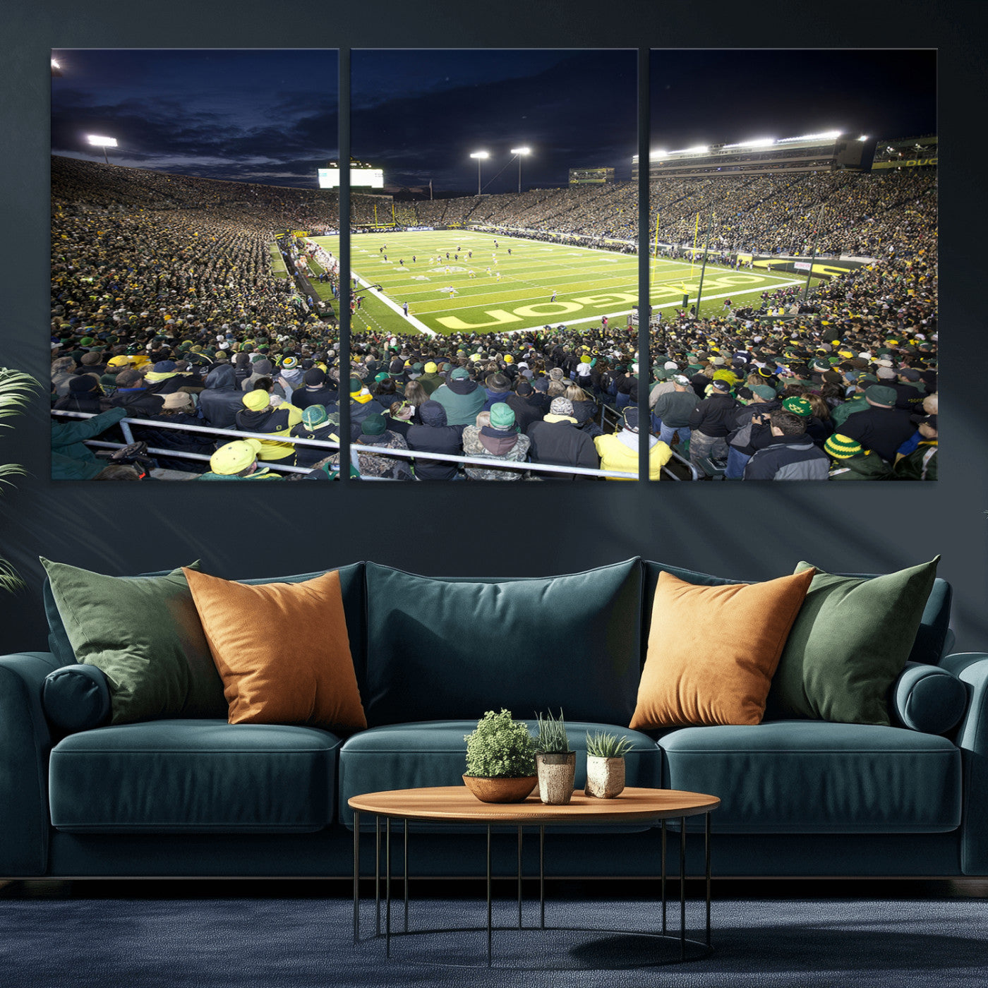 MGV-CV-60X30-3P - University of Oregon Ducks Football Team Print - Eugene Autzen Stadium Wall Art Canvas Print