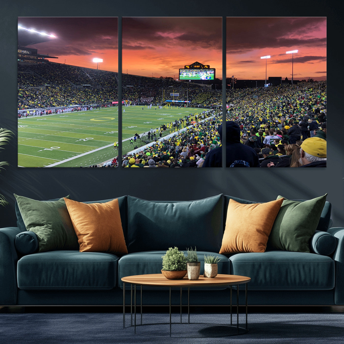MGV-CV-60X30-3P - Eugene Autzen Stadium Canvas Wall Art Print – Sunset Over Iconic Football Field Wall Decor for Home