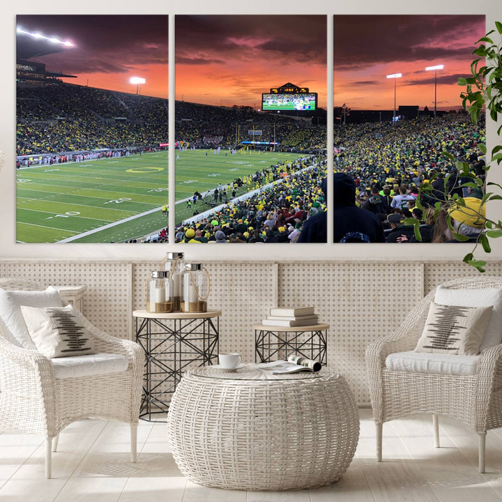 University of Oregon Ducks Football Team Print - Eugene Autzen Stadium Wall Art Canvas Print