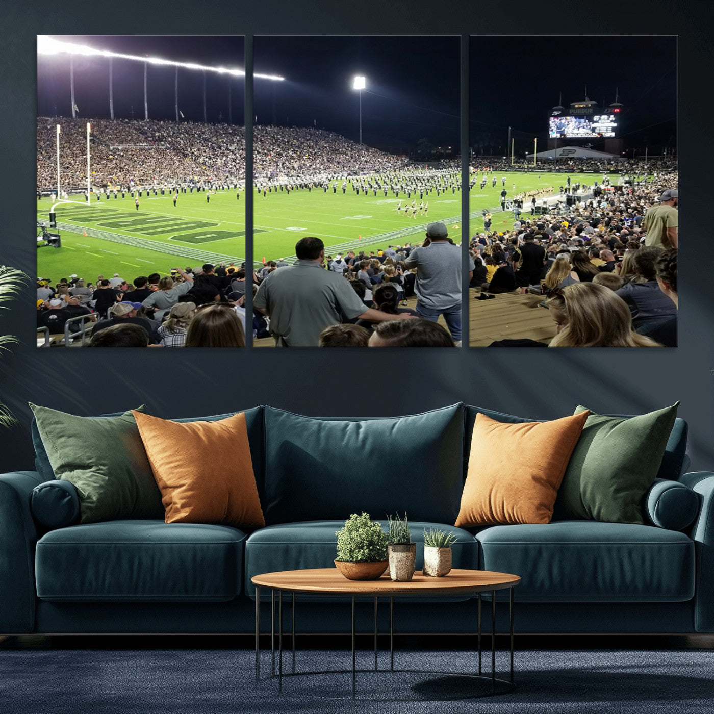 MGV-CV-60X30-3P - Purdue University Boilermakers Football Team Print - West Lafayette Ross-Ade Stadium Wall Art Canvas