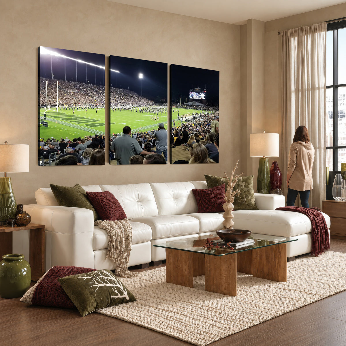 56796-MGV-CV-36X24 - Purdue University Boilermakers Football Team Print, West Lafayette Ross-Ade Stadium