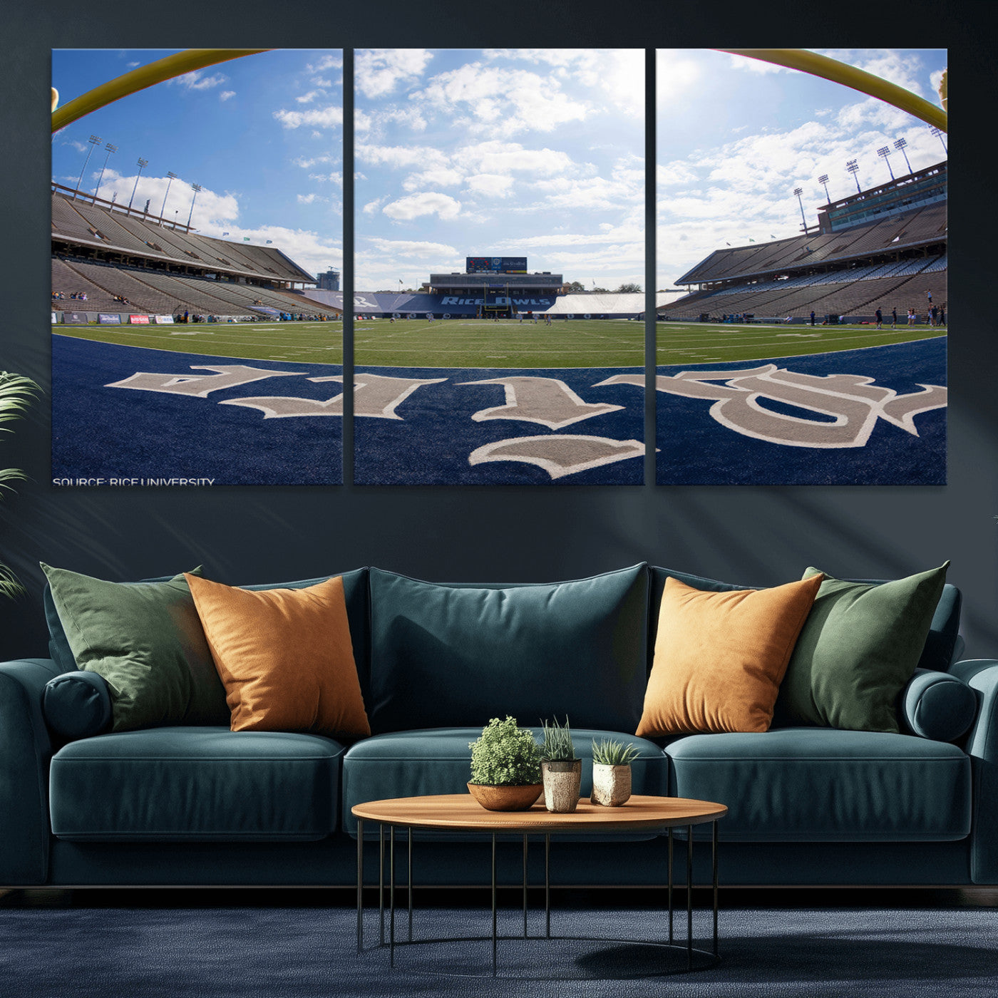 MGV-CV-60X30-3P - Rice University Owls Football Team Print - Houston Rice Stadium Wall Art Canvas Print