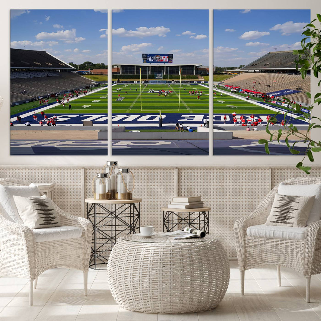 Rice University Owls Football Team Print - Houston Rice Stadium Wall Art Canvas Print