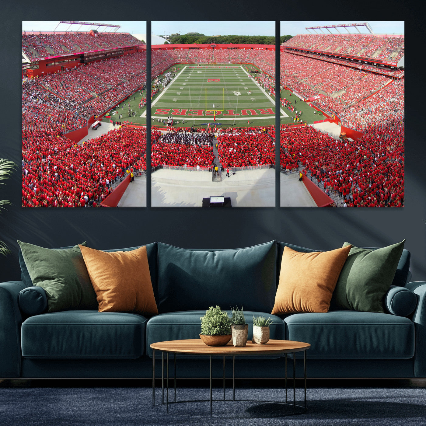 MGV-CV-60X30-3P - Rutgers Scarlet Knights Football Team Print - Piscataway SHI Stadium Wall Art Canvas Print